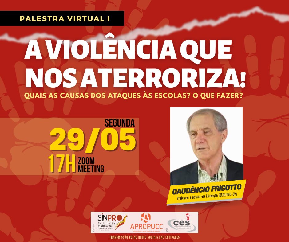 Palestras virtuais discutirão causas da violência contra escolas