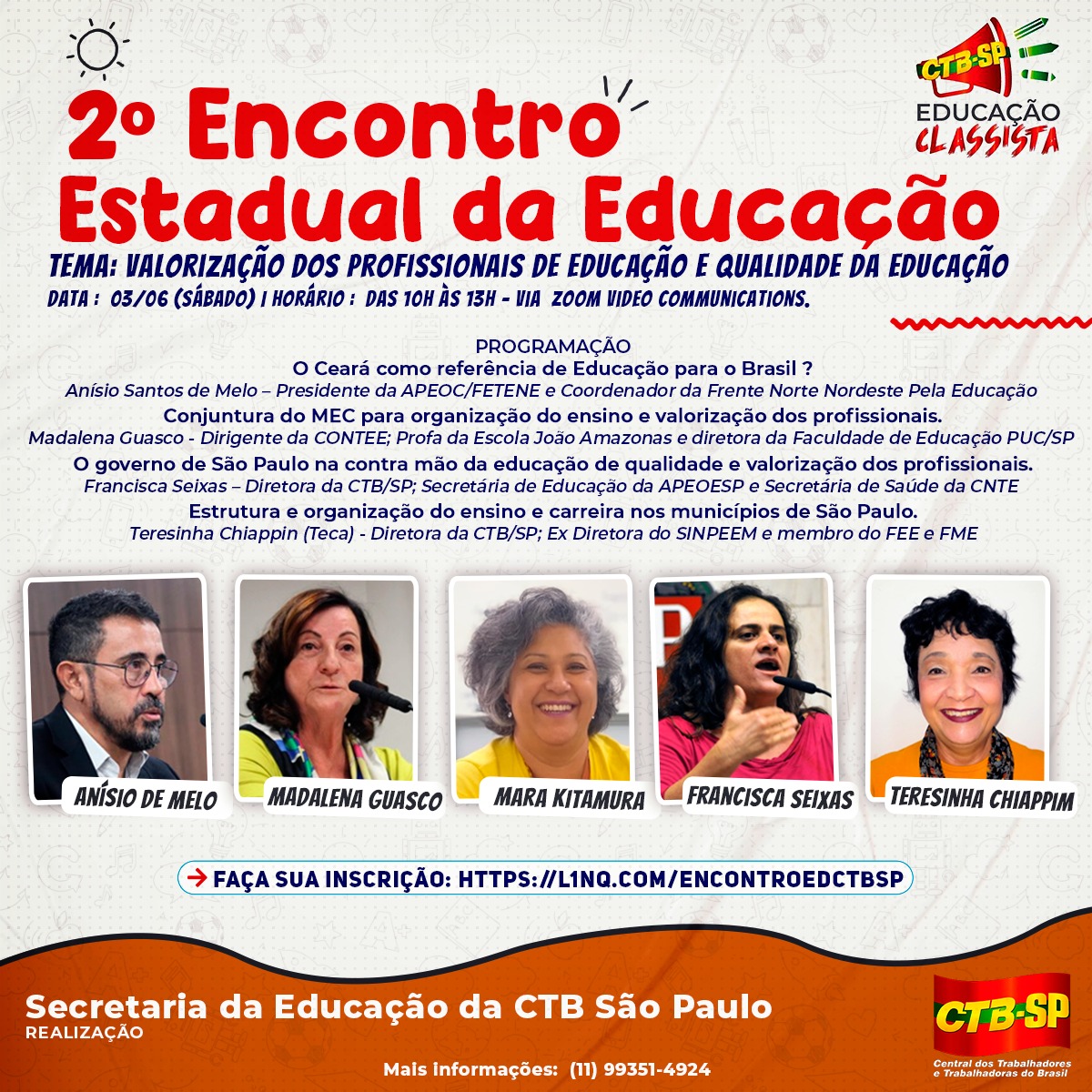CTB São Paulo abre inscrições para o 2° Encontro Estadual da Educação