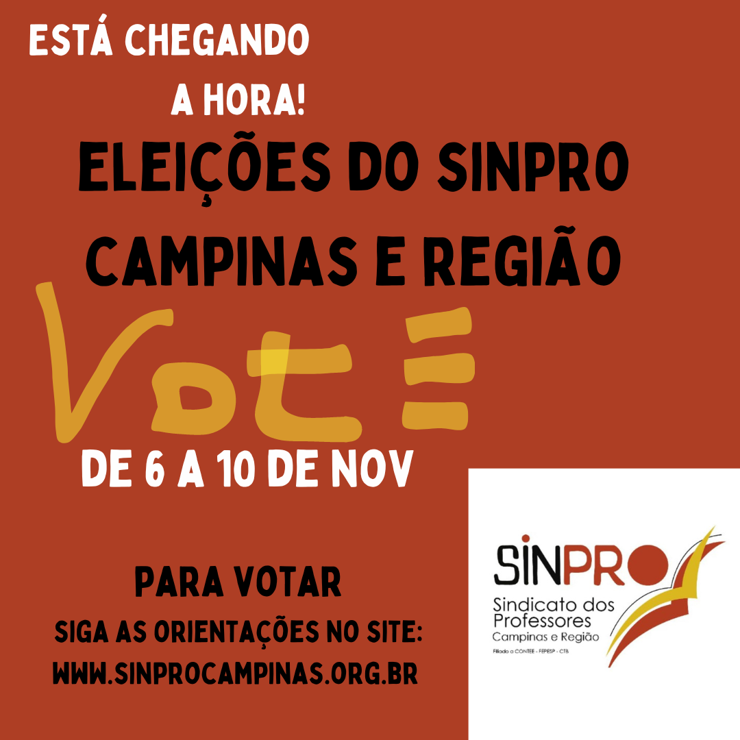 Última chamada! Não deixe de votar nas eleições do Sinpro Campinas e Região