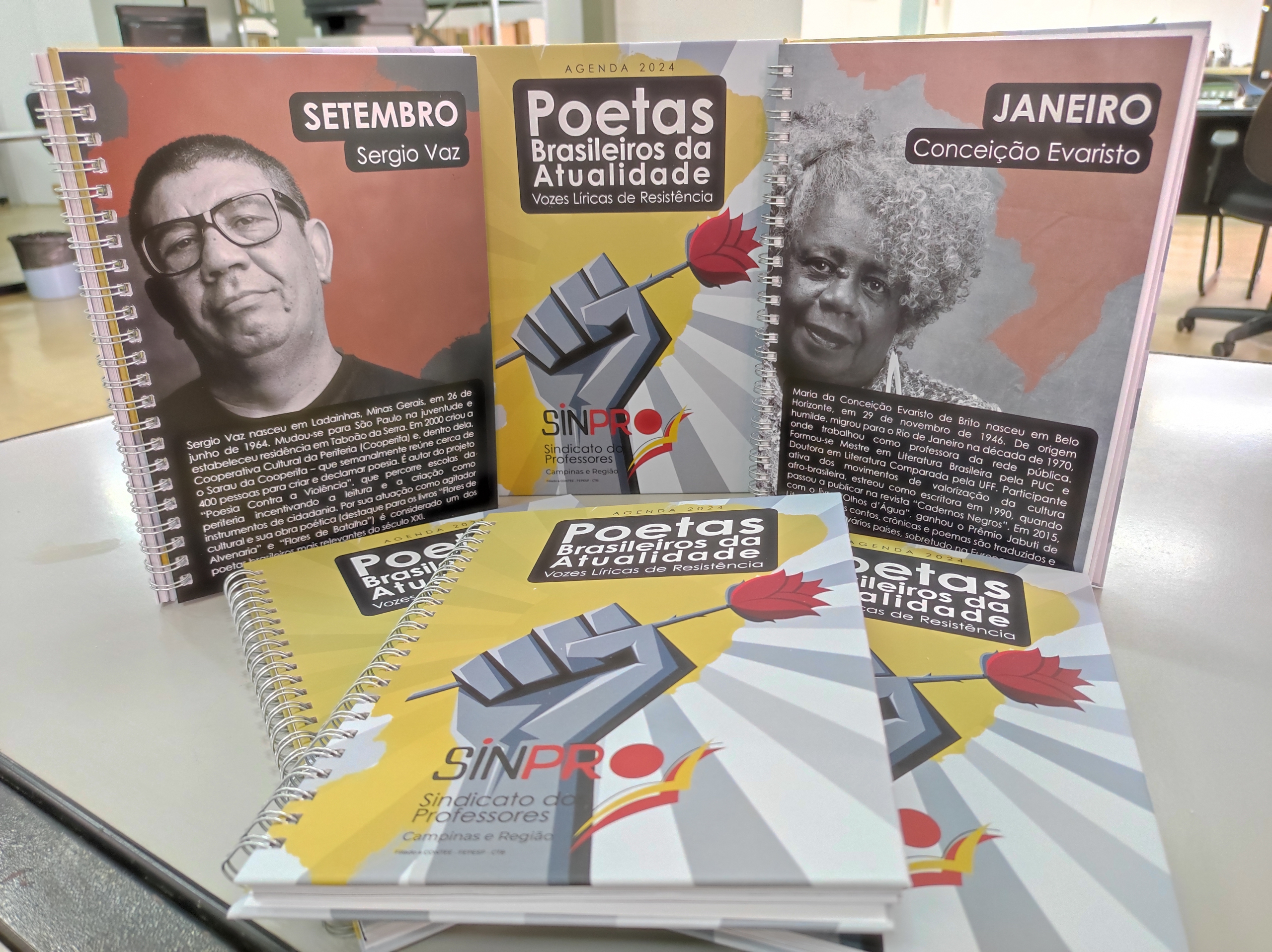 Agenda 2024 do Sinpro Campinas e Região homenageia poetas brasileiros da atualidade
