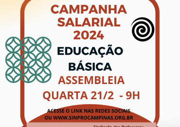 SINPRO CAMPINAS E REGIÃO CONVOCA PROFESSORES DA EDUCAÇÃO BÁSICA PARA PRIMEIRA ASSEMBLEIA DO ANO