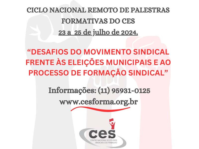 Ciclo Nacional de Palestras Formativas do CES está com inscrições abertas