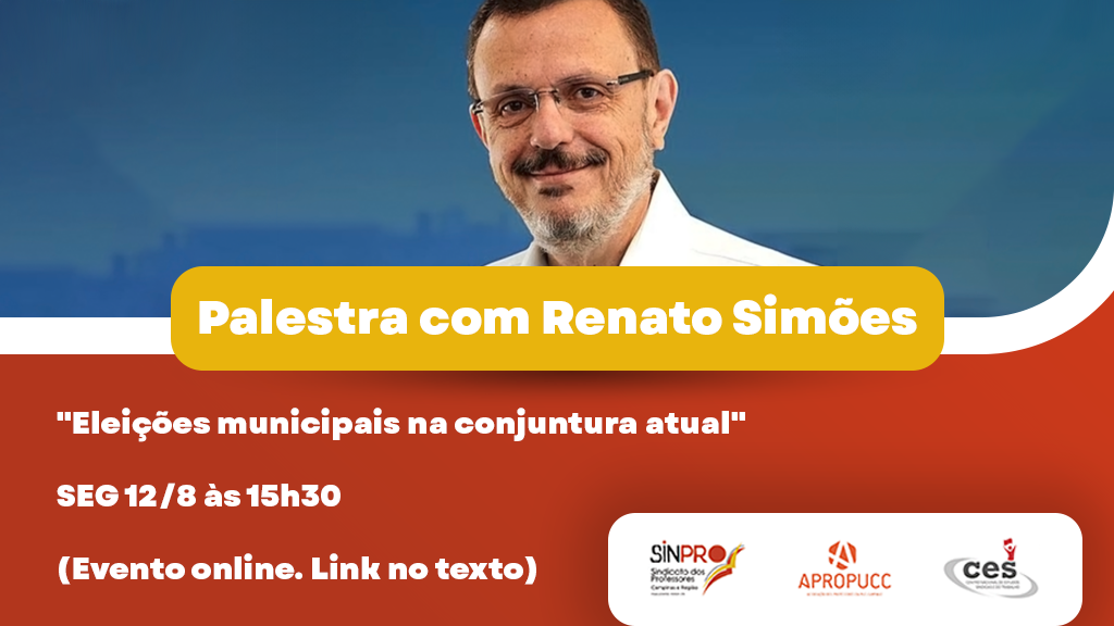 Renato Simões aborda as eleições municipais em palestra no dia 12