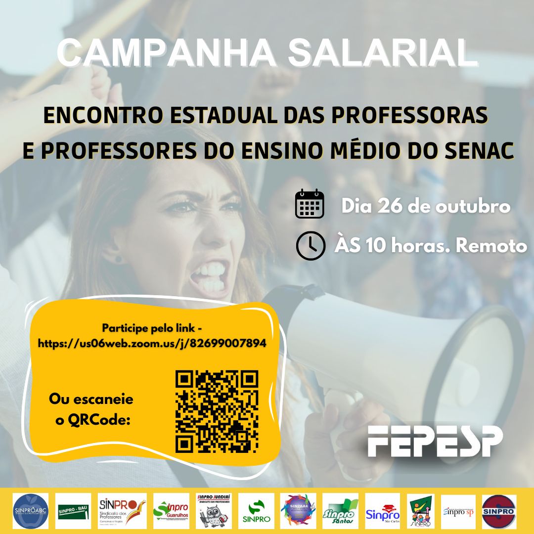 Sinpro Campinas convoca professores do Ensino Médio do SENAC para discutir Campanha Salarial de 2025