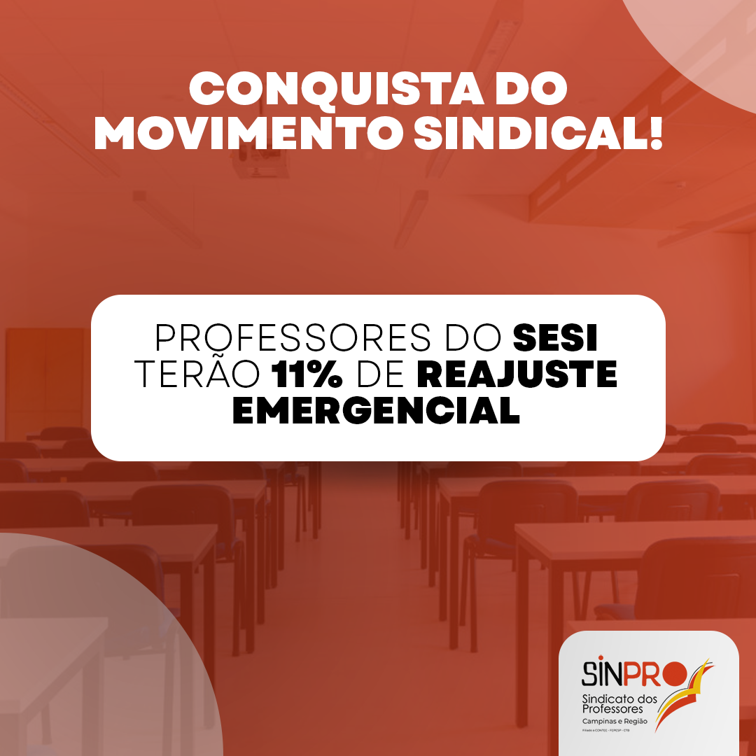 Conquista do movimento sindical: professores do Sesi terão reajuste salarial de 11%