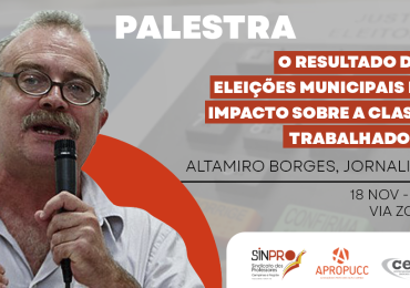 Altamiro Borges comenta impacto das eleições municipais em palestra no dia 18