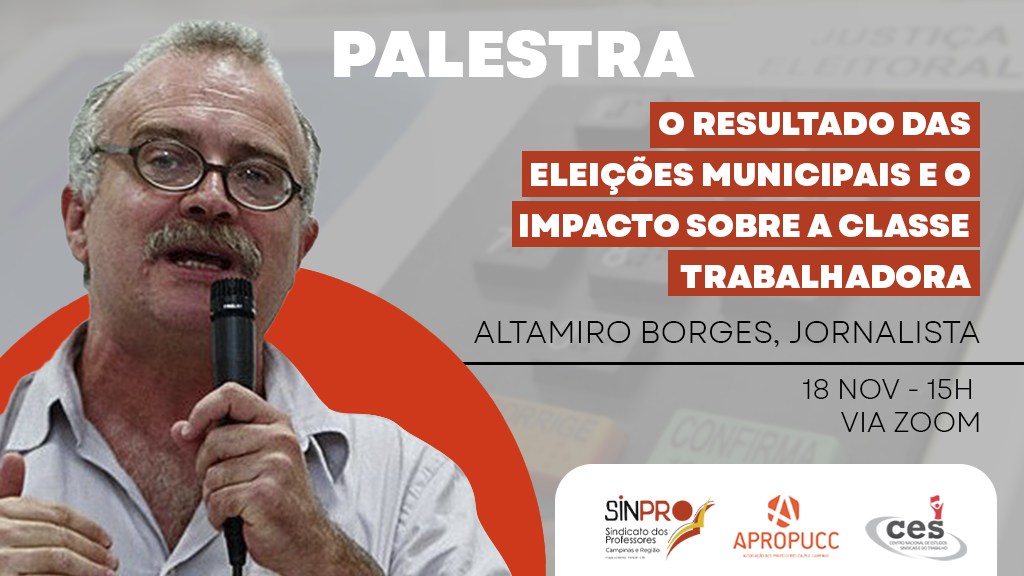 Altamiro Borges comenta impacto das eleições municipais em palestra no dia 18