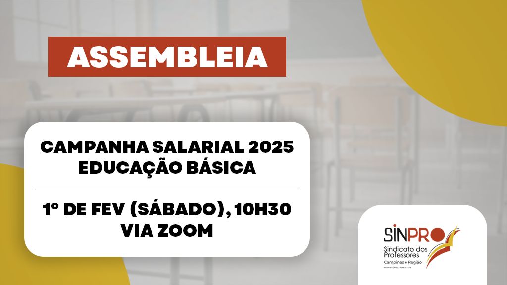 Campanha Salarial 2025: Sinpro convoca professores da Educação Básica para Assembleia no dia 1º