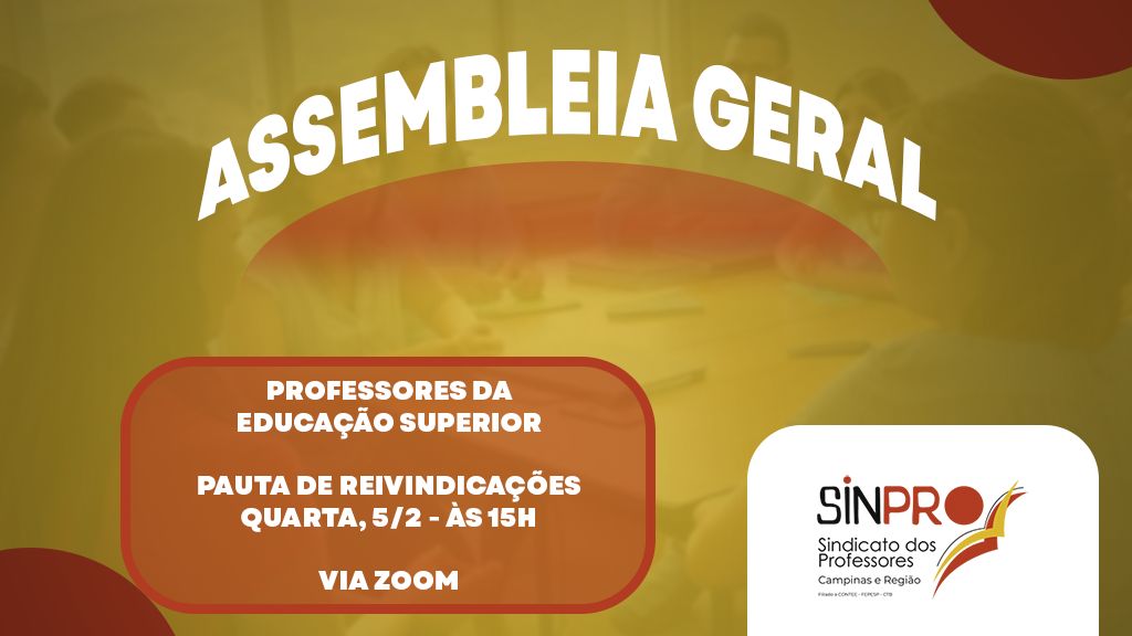 Educação Superior: Contra retrocessos, Sinpro convoca para Assembleia Geral nesta quarta (5)